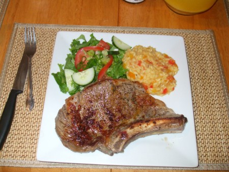 Cotellete de Porc servi avec Rizotto